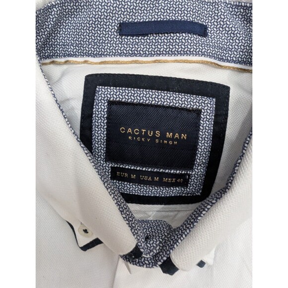 Cactus Man Size Medium Ricky Singh White Button Down Shirt Long Sleeve - Picture 4 of 4